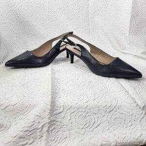 French Connection Women's Quinn Slingback Navy Comfort Kitten Heels Size. 9